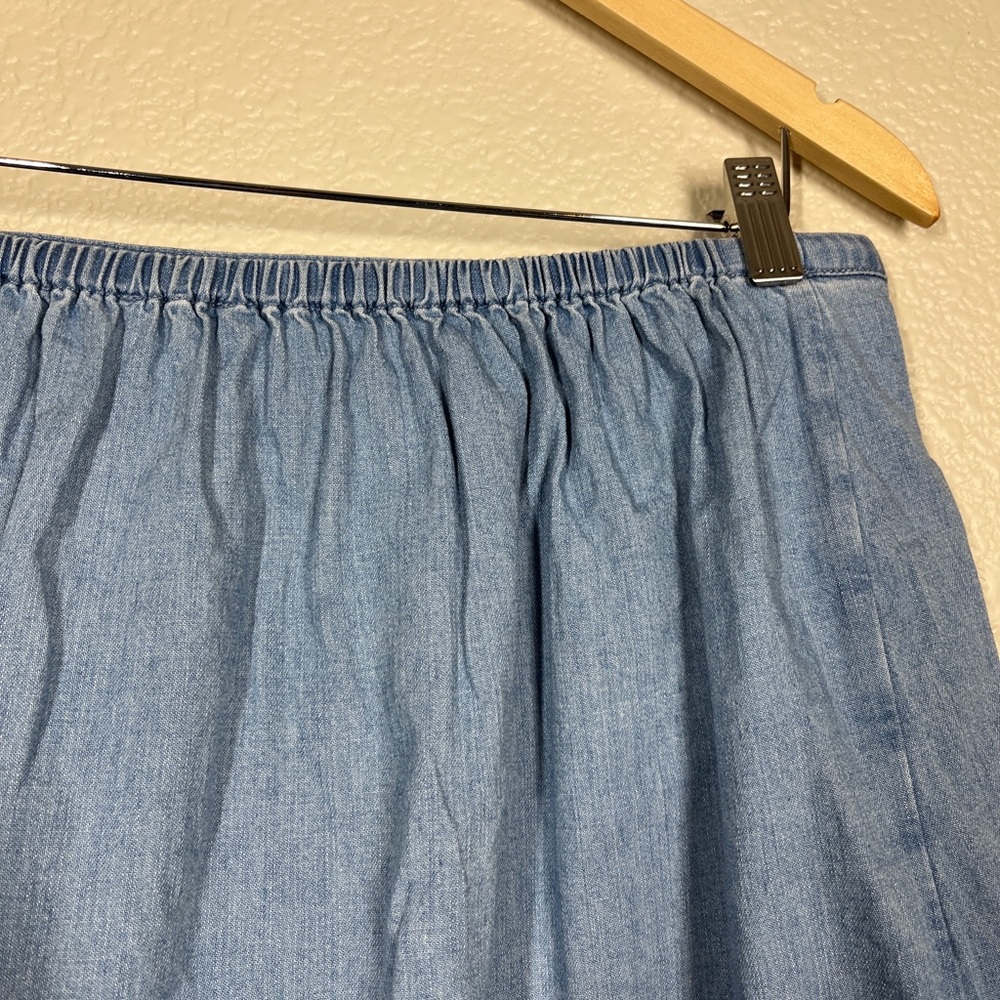 J.Crew Mercantile Skirt Chambray Ruffle Wrap Mini Denim Jean Blue Summer Large - Picture 8 of 8